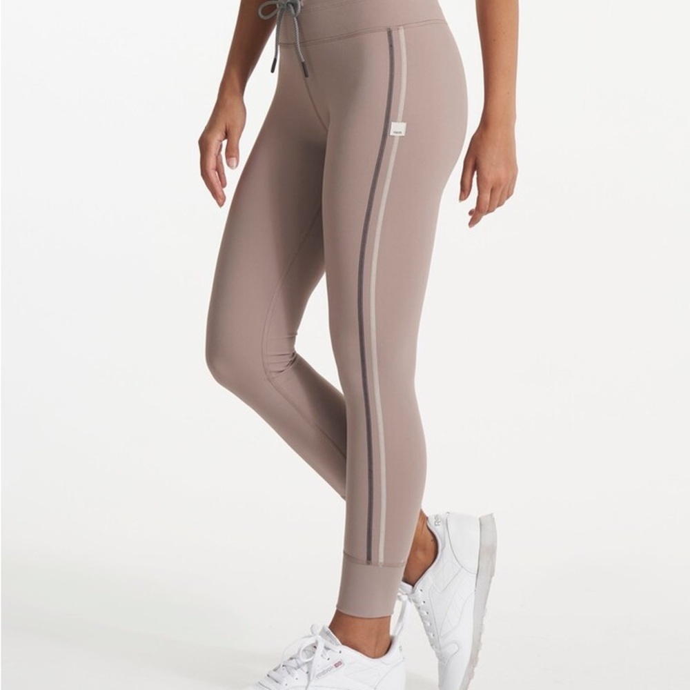 Taupe Leggings with Side Stripes